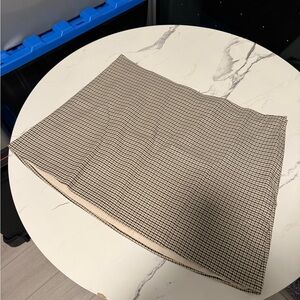 Zara Black and Cream Checkered Pencil Skirt